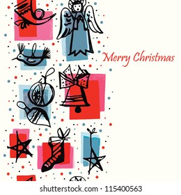 Colorful vintage joyful christmas holidays vector pattern with text-space