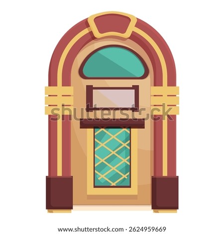 Colorful vintage jukebox vector illustration with retro 1950s music player, oldfashioned graphical art, and nostalgic americana style icon