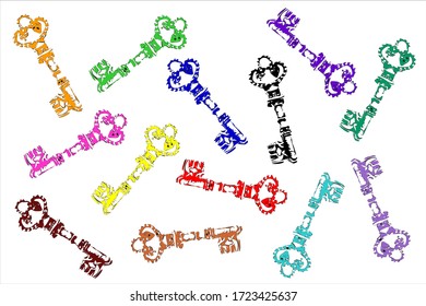 Colorful vintage keys. safety and privacy. vector clip art