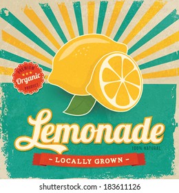 Colorful vintage Lemonade label poster vector illustration