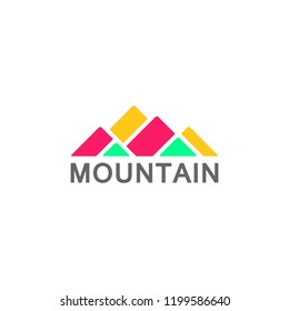 Colorful Vintage Mountain logo template negative space modern mosaic