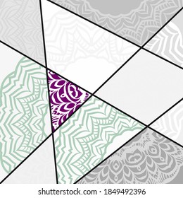 Colorful vintage pattern with floral and mandala elements. Vector illustration. Can be used for fabric, wallpaper, tile, wrapping, covers and carpet.