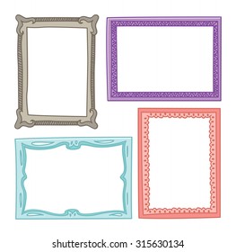 colorful vintage photo frame in doodle style