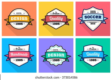 Colorful Vintage Premium quality badge flat set