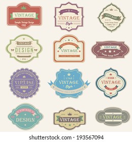 Colorful vintage and retro badges label background tag design from product brand promotion and marketing with sample text, create by vector