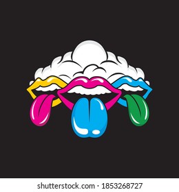 colorful vintage retro electronic cigarettes vapor tongues vector illustration