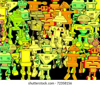 Colorful Vintage Robot Background (vector)