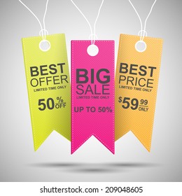 Colorful vintage sale tags