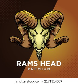 Colorful vintage scary cruel ram head