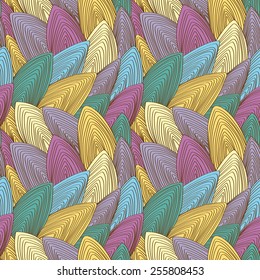colorful, vintage, seamless background of abstract shapes composed of lines