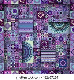 Colorful vintage seamless pattern with floral and mandala elements.Hand drawn background. Can be used for fabric, wallpaper, tile, wrapping, covers and carpet. Islam, Arabic, Indian, ottoman motifs.