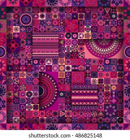 Colorful vintage seamless pattern with floral and mandala elements.Hand drawn background. Can be used for fabric, wallpaper, tile, wrapping, covers and carpet. Islam, Arabic, Indian, ottoman motifs.