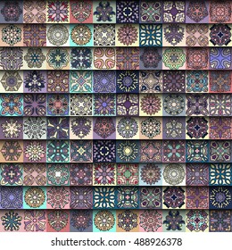 Colorful vintage seamless pattern with floral and mandala elements.Hand drawn background. Can be used for fabric, wallpaper, tile, wrapping, covers and carpet. Islam, Arabic, Indian, ottoman motifs.