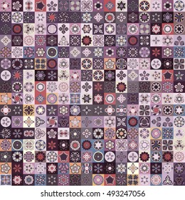 Colorful vintage seamless pattern with floral and mandala elements.Hand drawn background. Can be used for fabric, wallpaper, tile, wrapping, covers and carpet. Islam, Arabic, Indian, ottoman motifs.