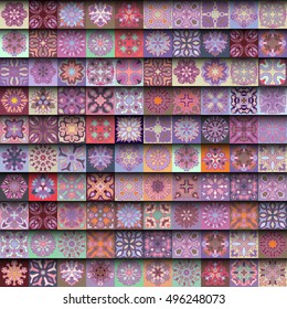 Colorful vintage seamless pattern with floral and mandala elements.Hand drawn background. Can be used for fabric, wallpaper, tile, wrapping, covers and carpet. Islam, Arabic, Indian, ottoman motifs.