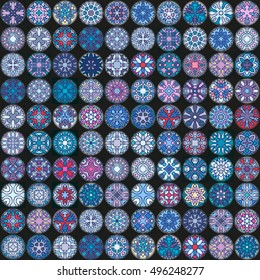 Colorful vintage seamless pattern with floral and mandala elements.Hand drawn background. Can be used for fabric, wallpaper, tile, wrapping, covers and carpet. Islam, Arabic, Indian, ottoman motifs.