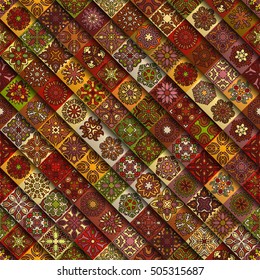 Colorful vintage seamless pattern with floral and mandala elements.Hand drawn background. Can be used for fabric, wallpaper, tile, wrapping, covers and carpet. Islam, Arabic, Indian, ottoman motifs.