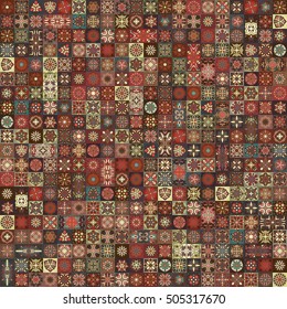 Colorful vintage seamless pattern with floral and mandala elements.Hand drawn background. Can be used for fabric, wallpaper, tile, wrapping, covers and carpet. Islam, Arabic, Indian, ottoman motifs.