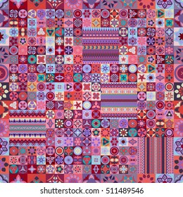 Colorful vintage seamless pattern with floral and mandala elements.Hand drawn background. Can be used for fabric, wallpaper, tile, wrapping, covers and carpet. Islam, Arabic, Indian, ottoman motifs.