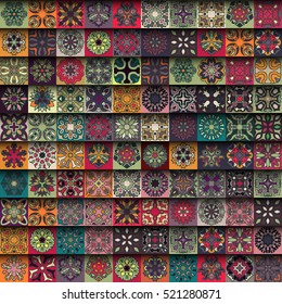 Colorful vintage seamless pattern with floral and mandala elements.Hand drawn background. Can be used for fabric, wallpaper, tile, wrapping, covers and carpet. Islam, Arabic, Indian, ottoman motifs.