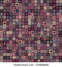 Colorful vintage seamless pattern with floral and mandala elements.Hand drawn background. Can be used for fabric, wallpaper, tile, wrapping, covers and carpet. Islam, Arabic, Indian, ottoman motifs.