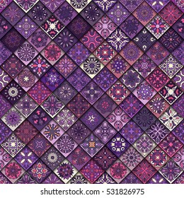Colorful vintage seamless pattern with floral and mandala elements.Hand drawn background. Can be used for fabric, wallpaper, tile, wrapping, covers and carpet. Islam, Arabic, Indian, ottoman motifs.