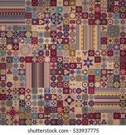Colorful vintage seamless pattern with floral and mandala elements.Hand drawn background. Can be used for fabric, wallpaper, tile, wrapping, covers and carpet. Islam, Arabic, Indian, ottoman motifs.