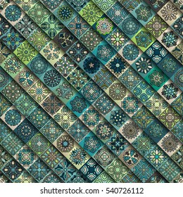 Colorful vintage seamless pattern with floral and mandala elements.Hand drawn background. Can be used for fabric, wallpaper, tile, wrapping, covers and carpet. Islam, Arabic, Indian, ottoman motifs.