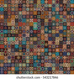 Colorful vintage seamless pattern with floral and mandala elements.Hand drawn background. Can be used for fabric, wallpaper, tile, wrapping, covers and carpet. Islam, Arabic, Indian, ottoman motifs.