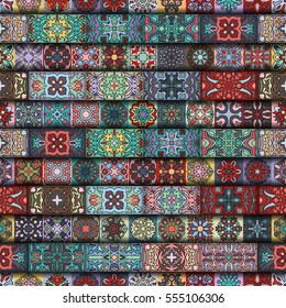 Colorful vintage seamless pattern with floral and mandala elements.Hand drawn background. Can be used for fabric, wallpaper, tile, wrapping, covers and carpet. Islam, Arabic, Indian, ottoman motifs.