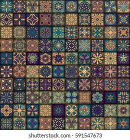 Colorful vintage seamless pattern with floral and mandala elements.Hand drawn background. Can be used for fabric, wallpaper, tile, wrapping, covers and carpet. Islam, Arabic, Indian, ottoman motifs.