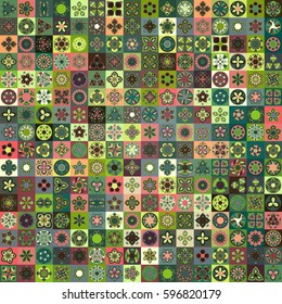 Colorful vintage seamless pattern with floral and mandala elements.Hand drawn background. Can be used for fabric, wallpaper, tile, wrapping, covers and carpet. Islam, Arabic, Indian, ottoman motifs.