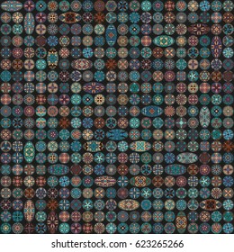 Colorful vintage seamless pattern with floral and mandala elements.Hand drawn background. Can be used for fabric, wallpaper, tile, wrapping, covers and carpet. Islam, Arabic, Indian, ottoman motifs.
