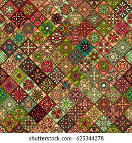 Colorful vintage seamless pattern with floral and mandala elements.Hand drawn background. Can be used for fabric, wallpaper, tile, wrapping, covers and carpet. Islam, Arabic, Indian, ottoman motifs.