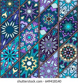 Colorful vintage seamless pattern with floral and mandala elements.Hand drawn background. Can be used for fabric, wallpaper, tile, wrapping, covers and carpet. Islam, Arabic, Indian, ottoman motifs.