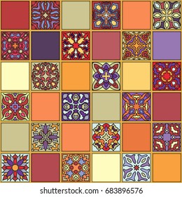 Colorful vintage seamless pattern with floral and mandala elements.Hand drawn background. Can be used for fabric, wallpaper, tile, wrapping, covers and carpet. Islam, Arabic, Indian, ottoman motifs.