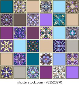 Colorful vintage seamless pattern with floral and mandala elements.Hand drawn background. Can be used for fabric, wallpaper, tile, wrapping, covers and carpet. Islam, Arabic, Indian, ottoman motifs.