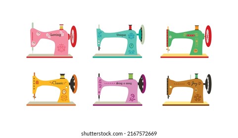 colorful vintage sewing machine vector design