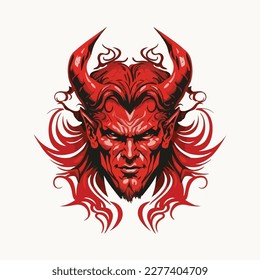colorful vintage style devil illustration