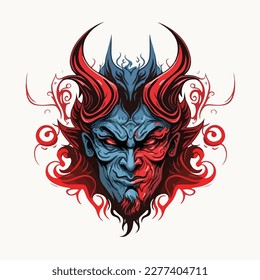 colorful vintage style devil illustration