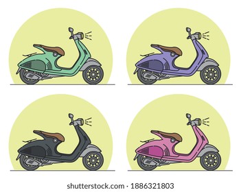 COLORFUL VINTAGE STYLE MOTORBIKE WITH BACKGROUND