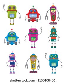 Colorful Vintage Style Robots Stock Vector (Royalty Free) 1150108406 ...