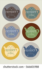 colorful vintage teapots illustration (vector)