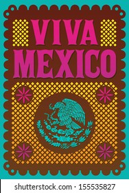 Colorful Vintage Viva Mexico - mexican holiday vector poster 