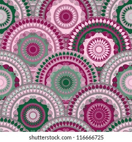 Colorful vintage vivid seamless pattern with circles (vector)