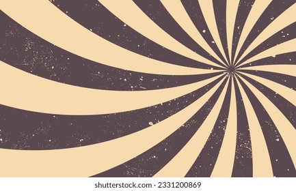Colorful vintage wallpaper with sunbeams. Brown spiral. Vintage retro background. Rays with grunge texture. 