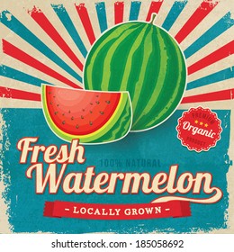 Colorful vintage Watermelon label poster vector illustration