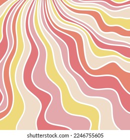 colorful vintage waves radiating square background pattern illustration. retro inspired modern art design in pink and yellow