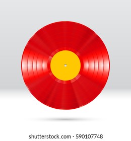 Colorful vinyl disc 12 inch LP record with shiny grooves