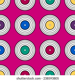 Colorful vinyl record, pattern background.